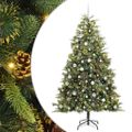vidaXL Umelý vianočný stromček s pniškami Zelená 210 cm PVC a PE a kov
