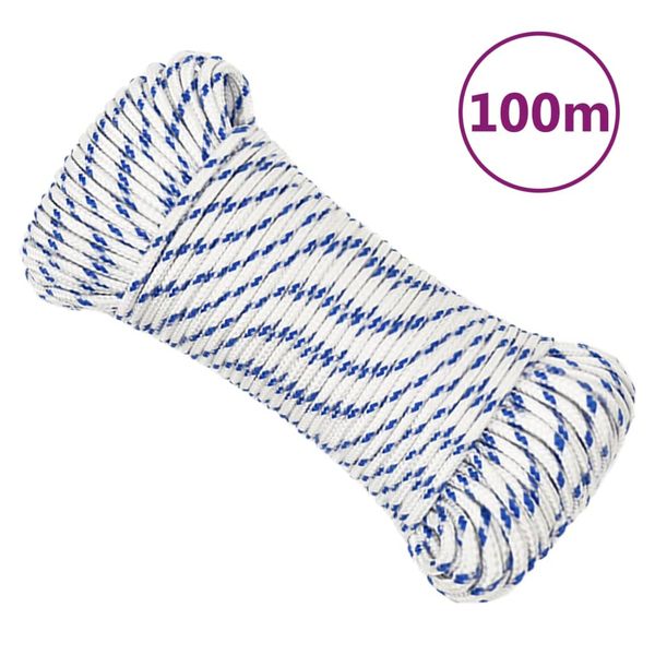 vidaXL Lodné lano biele 4 mm 100 m polypropylén