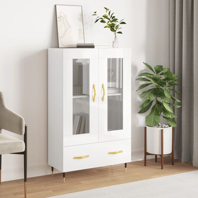 vidaXL Vysoká skrinka lesklá biela 69,5x31x115 cm kompozitné drevo