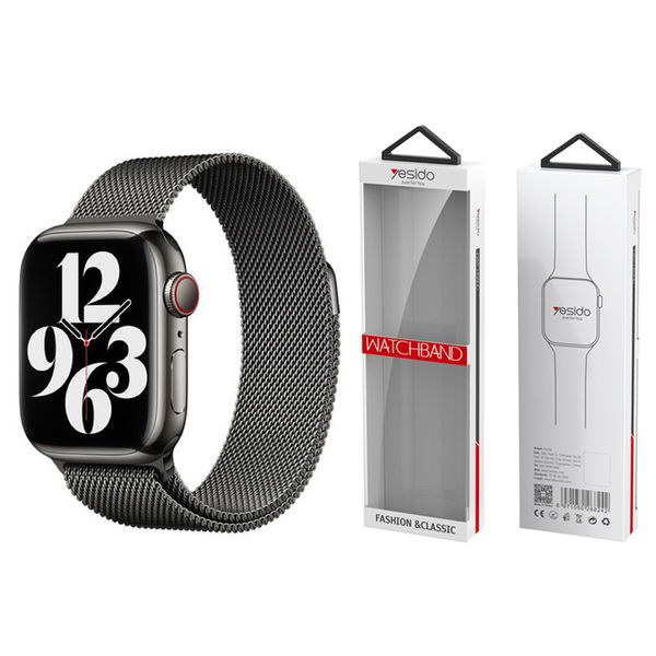 YESIDO WB22 MAGNETIC STAINLESS STEEL STRAP for APPLE WATCH (42/44/45/49) BLACK