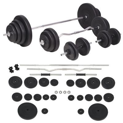 vidaXL Súprava závaží a tyčí barbell a dumbbell, 120 kg