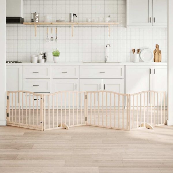 vidaXL Brána pre psa s dverami skladacia 4 panely 320cm topoľové drevo