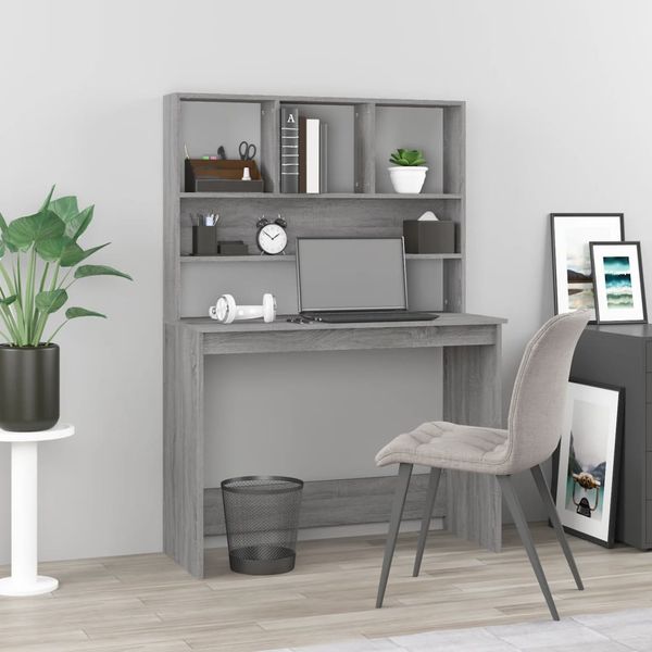 vidaXL Stôl s policami sivý dub sonoma 102x45x148cm spracované drevo