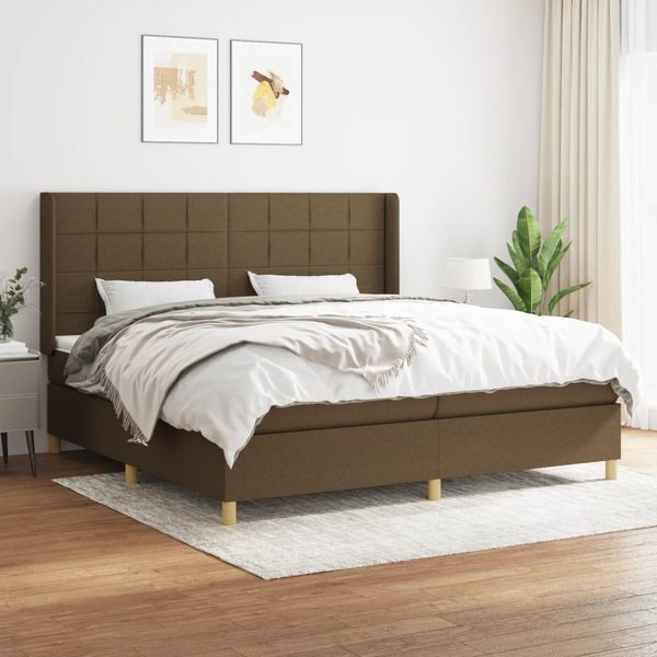 vidaXL Boxspring posteľ s matracom tmavohnedá 200x200 cm látka