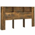vidaXL Čelo postele so skrinkou dymový dub 180x18,5x104,5 cm