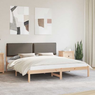vidaXL Rám postele s čalúneným čelom Sivohnedá 200 x 200 cm
