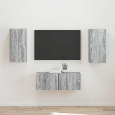 vidaXL Zostava TV skriniek Nástenný 2 pcs Sivý Sonoma Kompozitné drevo