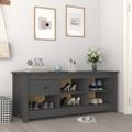 vidaXL Skrinka na topánky sivá 110x38x45,5 cm masívna borovica