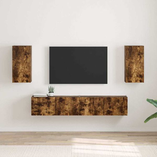 vidaXL TV nástenná skriňa Nástenný 2 pcs Dymová dub 30 x 31 x 60 cm