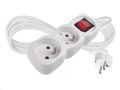Prodlužovací kabel EMOS P1212 / 2 m / 2 zásuvky / s vypínačem / biely / PVC / 1 mm2