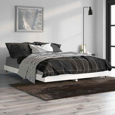 vidaXL Posteľný rám lesklý biely 135x190 cm kompozitné drevo