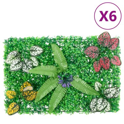 vidaXL Umelý plot z rastlín 6 ks zelený 40x60 cm