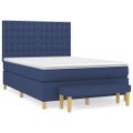 vidaXL Posteľný rám boxspring s matracom modrý 140x200 cm látka