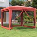 vidaXL Párty stan so 4 sieťkovanými bočnými stenami červený 3x3 m HDPE