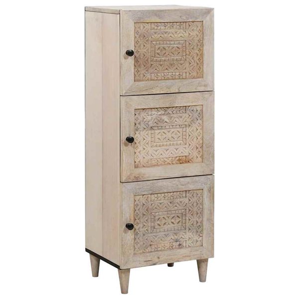 vidaXL Highboard Biela 40 x 33 x 110 cm mangový masív