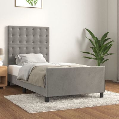 vidaXL Posteľ bez matraca bledosivý 90x200 cm zamat