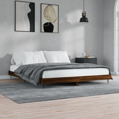 VidaXL Rám postele bez matraca Dub hnedý 200x200 cm Konštrukcia dreva
