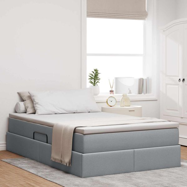 vidaXL Postel s úložným prostorem a matrací Svetlosivá 120 x 190 cm