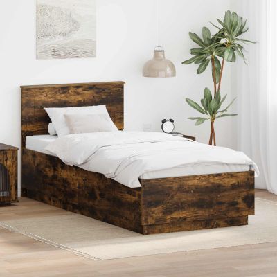 vidaXL Rám postele Dymová dub 90 x 190 cm Kompozitné drevo