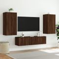 vidaXL 4-dielne TV nástenné skrinky s LED hnedý dub kompozitné drevo
