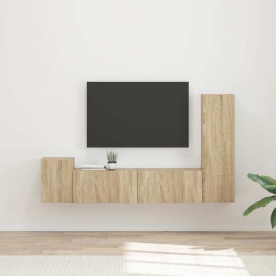 vidaXL Zostava TV skriniek Nástenný 4 pcs Sonoma dub Kompozitné drevo