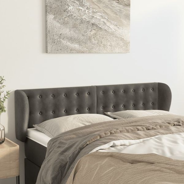vidaXL Čelo postele so záhybmi tmavosivé 147x23x78/88 cm zamat