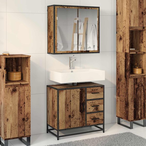 vidaXL Sada kúpeľňového nábytku 2 pcs Staré drevo Kompozitné drevo