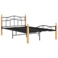 vidaXL Posteľný rám čierny kov a masívne dubové drevo 120x200 cm