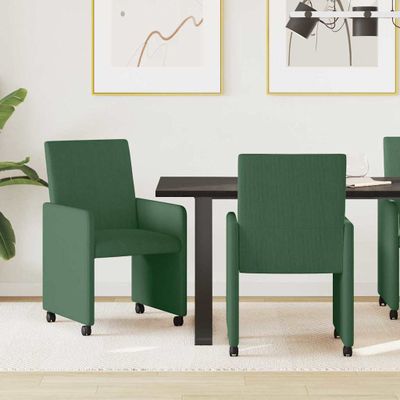 vidaXL Jedálenské stoličky na kolieskach s kolesami 2 pcs Šedá zelená