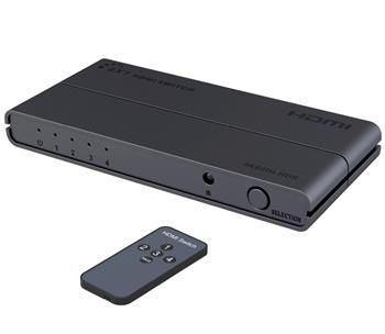 PremiumCord HDMI prepojovač 4:1 s podporou rozlíšenia 4Kx2K@60Hz, 1080P, HDR, s ovládaním tlačidlom a diaľkovým ovládačom