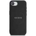 Guess HC MagSafe PU Grained Gold Ring case for iPhone 16e Black