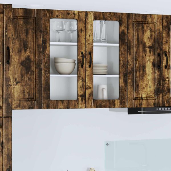 vidaXL Nástenný sklenený kabinet PORTO Dymová dub 80 x 31 x 80 cm