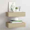 vidaXL Zásuvkové police nástenné 2 ks dubové 40x23,5x10 cm MDF
