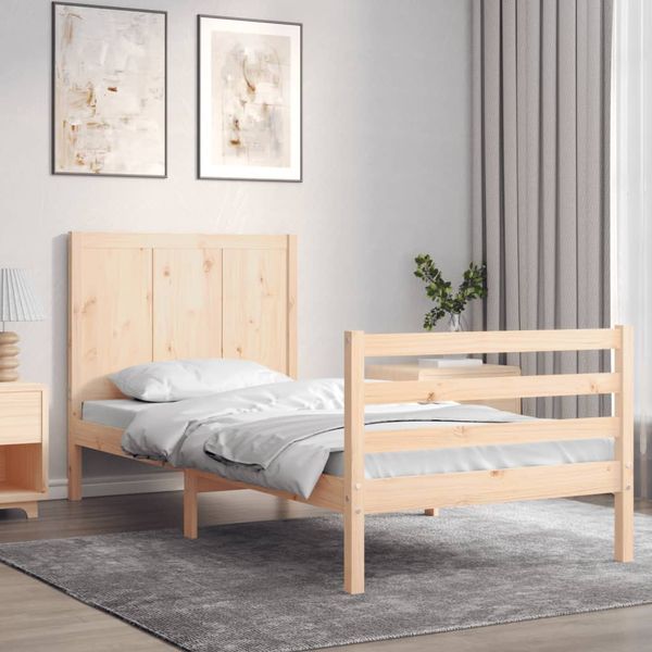 vidaXL Rám postele s čelom 100x200 cm masívne drevo