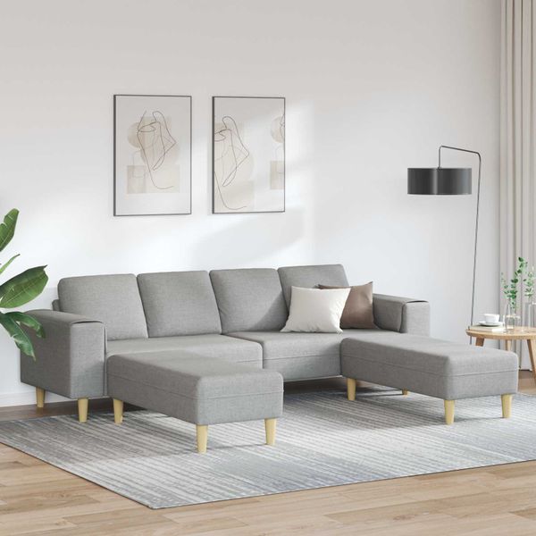 vidaXL Pohovka do obývačky 3 pcs Oblá šedá 250 x 188 x 76 cm Polyester