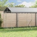 vidaXL Vonkajší koterec pre psov so strechou striebor. 2x14x2,5m oceľ