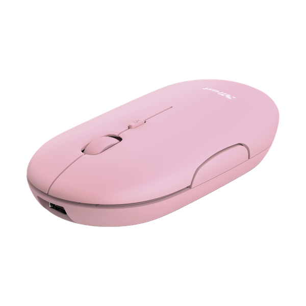 TRUST PUCK/Cestovná/Optická/1 600 DPI/USB+BT/Ružová