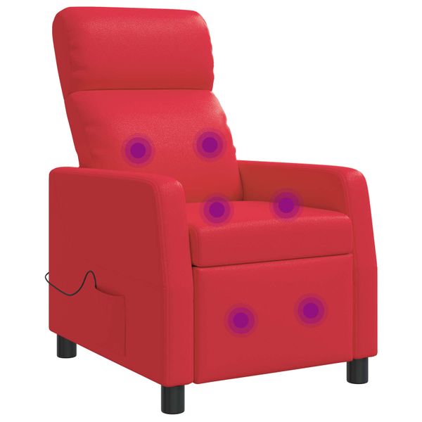 vidaXL Masážne relaxačné kreslo Červená Umelá koža