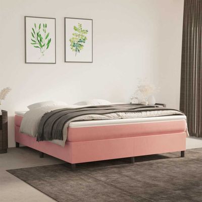 vidaXL Posteľný rám s boxspringom ružový 160x200 cm zamat
