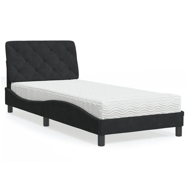 vidaXL Posteľ s matracom čierny 90x190 cm zamat