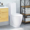 vidaXL Keramická toaleta/WC do kúpeľne, okrúhla, spodný odtok, biela