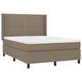 vidaXL Posteľ boxsping s matracom a LED sivohnedá 140x190 cm látka