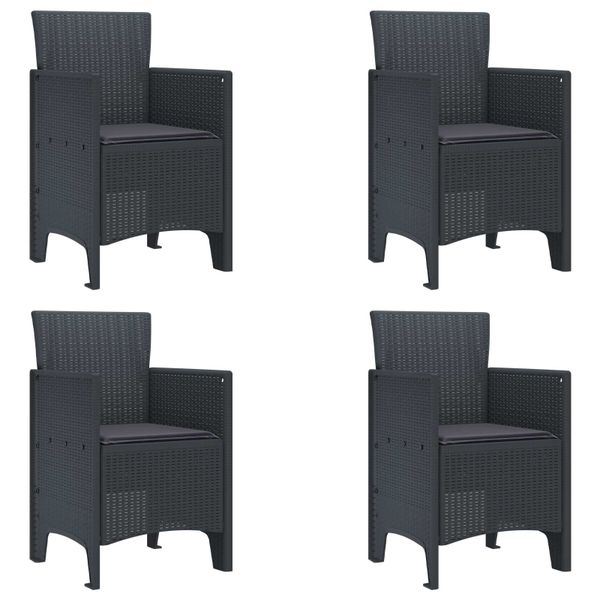 vidaXL Záhradná stolička 4 pcs Antracit 53 x 49 x 85 cm Polypropylén