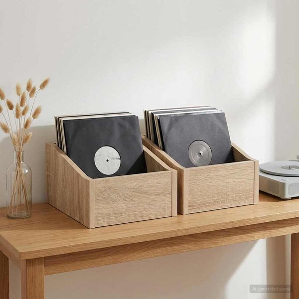 vidaXL Box na LP platne 2 ks Dub sonoma 23 x 33 x 16 cm