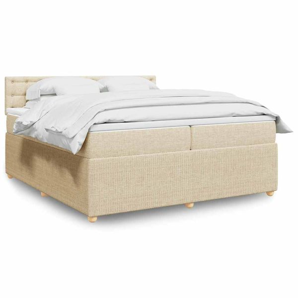 vidaXL Boxspring posteľ s matracom krémová 200x200 cm látka