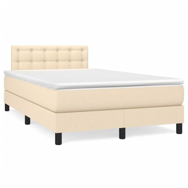 vidaXL Boxspring posteľ s matracom krémová 120x190 cm látka