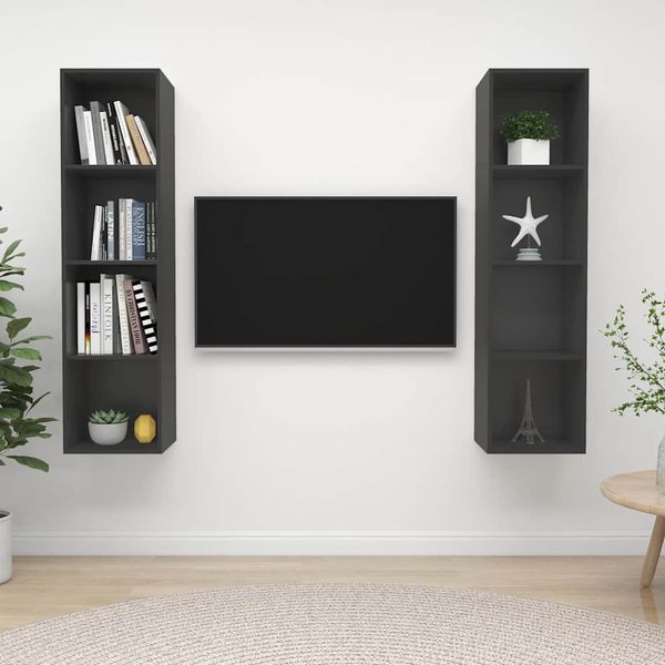 vidaXL Nástenné TV skrinky 2 ks, sivé, kompozitné drevo