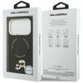 Puzdro Karl Lagerfeld Magsafe PU puzdro s logom pinov Karl&Choupette heads a kovovými tlačidlami fotoaparátu pre iPhone 17 Pro čierna