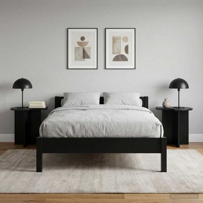 vidaXL Bočný stôl 2 pcs Čierny dub Ø 39 x 38 cm Kompozitné drevo