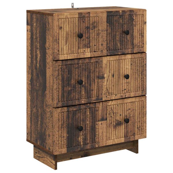 vidaXL Zásuvkový kabinet Staré drevo 66 x 34,5 x 90 cm